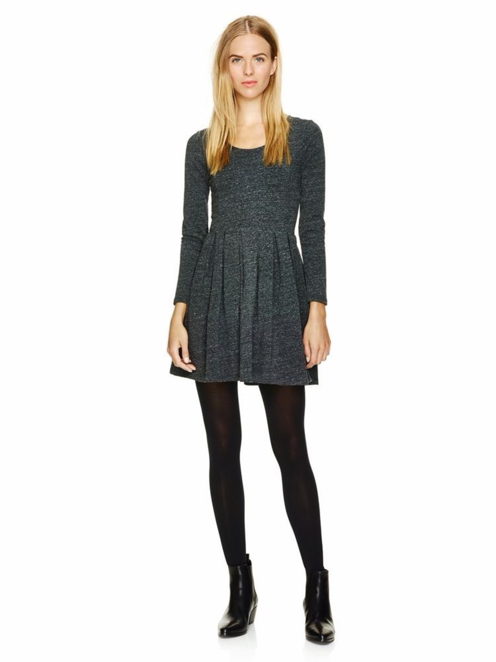 Talula Dark Charcoal Long-Sleeve Fit-and-Flare Dress